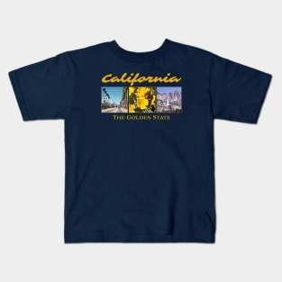 California - The Golden State - Hollywood, California Poppies, Yosemite National Park Kids T-Shirt